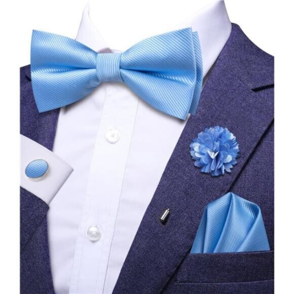 Bow Ties for Men Set Baby Blue - Picture 1 of 5